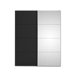 ARMOIRE DE CHAMBRE Veto Armoire à portes coulissantes B183 cm 1 porte et 1 porte miroir, blanc et noir mat.