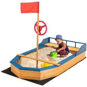Bac à sable bateau en bois pour enfants 179x121x120cm SOULET