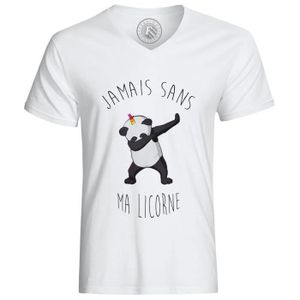 T-SHIRT T-Shirt Homme Jamais Sans ma Licorne Humour Mignon Dessin le Dab du Panda Animaux