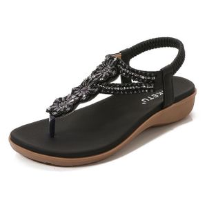 Tongs sandales femme avec strass en caoutchouc Cdiscount