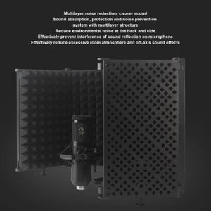 Acheter Bouclier d'isolation de Microphone d'enregistrement de Studio  professionnel à 3 portes, filtre anti-Pop pliable, vent de Microphone