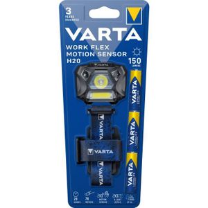 LAMPE DE POCHE Frontale-VARTA-Work Flex Motion Sensor H20-150lm-Allumage mains libres-8 niveaux d'éclairage-IP54-3 Piles AAA incluses