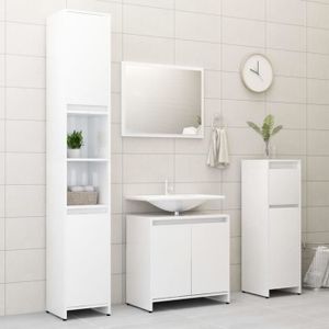 COLONNE - ARMOIRE SDB Armoire de salle de bain Blanc brillant 30x30x95 cm Aggloméré