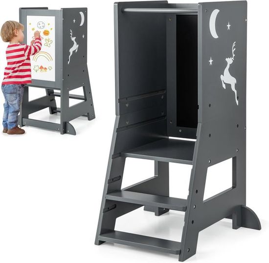 Marchepied Pliable Montessori FUNLIO - Gris - Pour Enfant Autonome Et Sécurisé