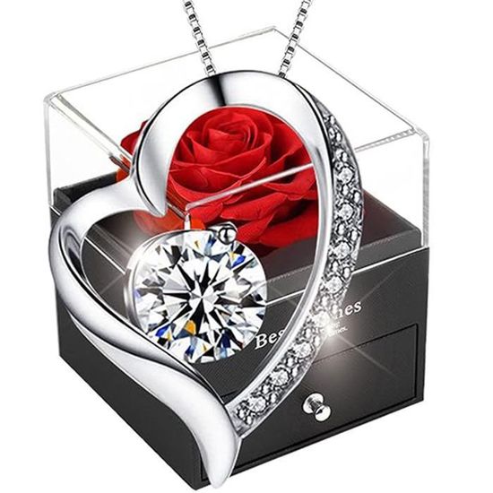Rose éternelle Avec Collier - Cadeau Romantique Pour Femme - Saint-Valentin, Anniversaire, Fête Des Mères