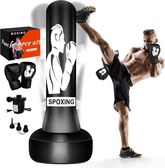 Sac De Frappe Gonflable Avec Support - Hauteur Réglable 79-107cm - Pour Enfants Et Fitness