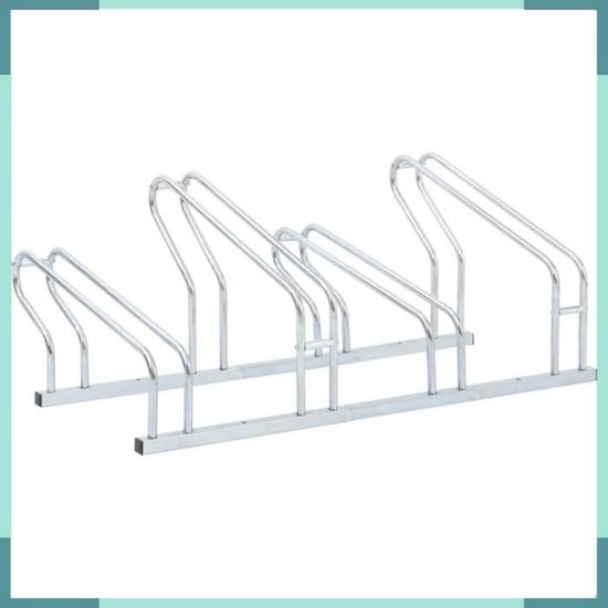 VidaXL Support De Vélo Au Sol Pour 5 Vélos - Acier Galvanisé Robuste, Stable Et Peu Encombrant - Intérieur & Extérieur
