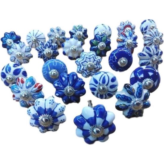 Seimneire Lot De 25 Boutons D'armoire Vintage En Céramique