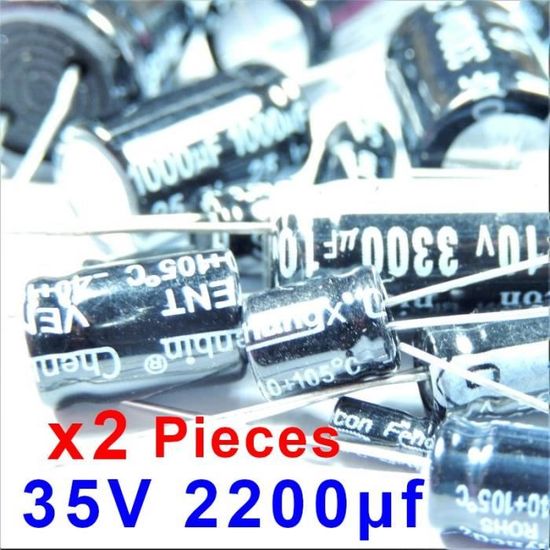 5x Condensateur /électrolytique chimique 2200/µF /± 20/% 35V THT 105/°C 2000h /Ø16x25mm radial Aerzetix