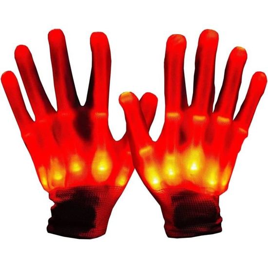 Gants Lumineux Squelette Halloween - Lot De 2 Paires - Effet Glow In The Dark - Noir, Taille Unique Pour Adultes Et Enfants - 8