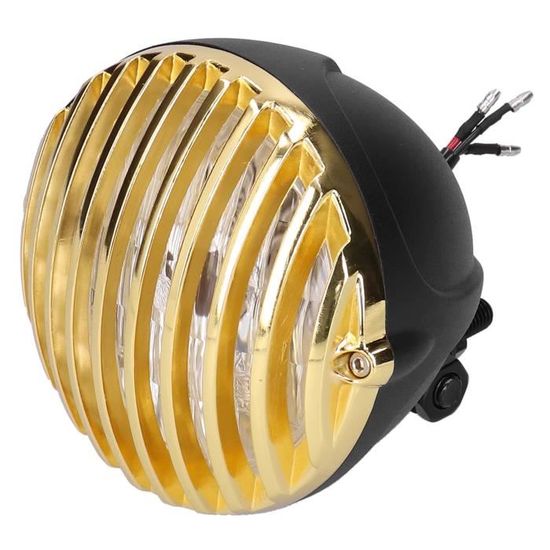 Phare Moto Vintage Universel - Verre Jaune, Coque Argentée/noire, 13 Cm, Style Rétro Pour Customisation