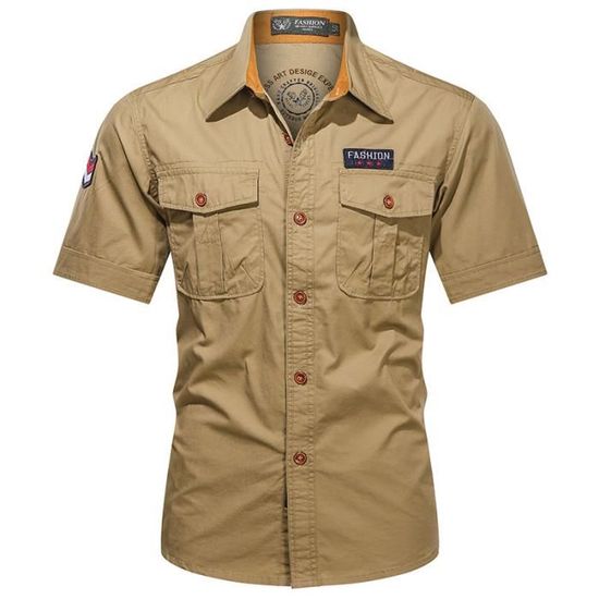 Chemise militaire sale homme manche courte