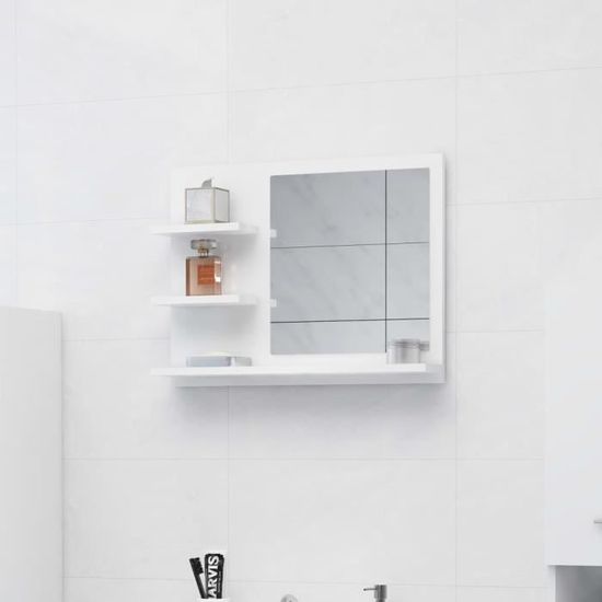 336Magasin•)Miroir de salle de bain esthétiquement|Miroir Style Moderne Salon Chambre Blanc brillant 60x10,5x45 cm Miroir Lumineux S