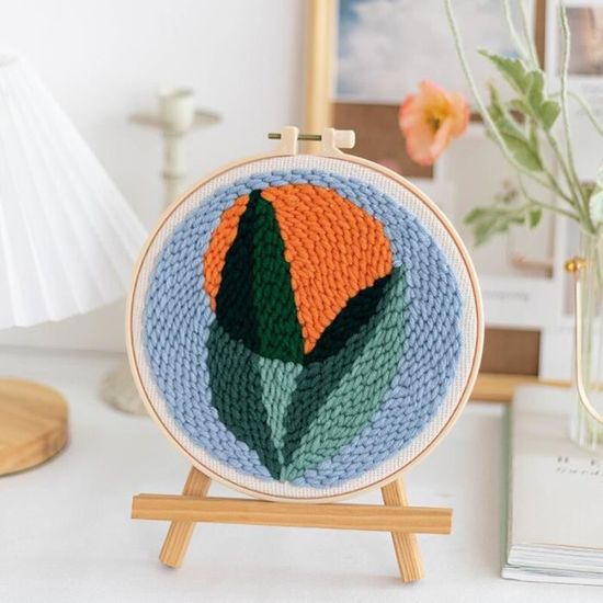 Kit De Broderie Punch Needle Pour Débutants - Motif Oiseau Et Fleurs, Activité Créative Adulte