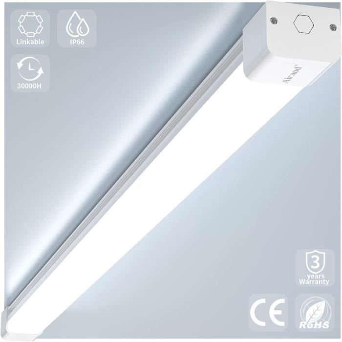 Tube LED Neon 120 Cm 36W 4000LM - IP65 étanche, 3 Températures Réglables (3000K/4000K/6500K) - Pour Garage, Atelier, Bureau