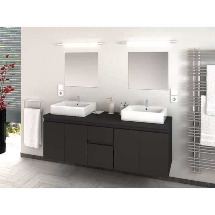 CINA Ensemble double vasque 150 cm gris mat