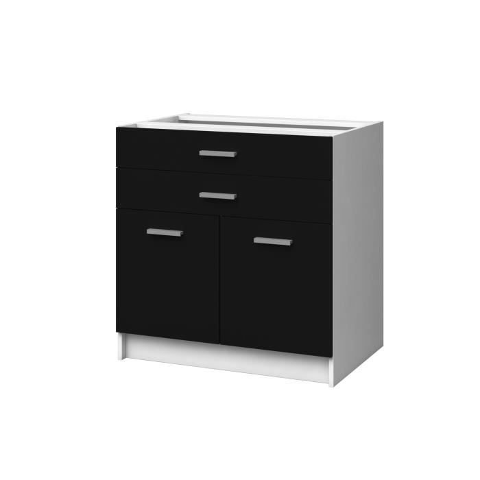 Meuble De Cuisine 2 Portes Bas 80 Cm 2 Tiroirs Cdiscount