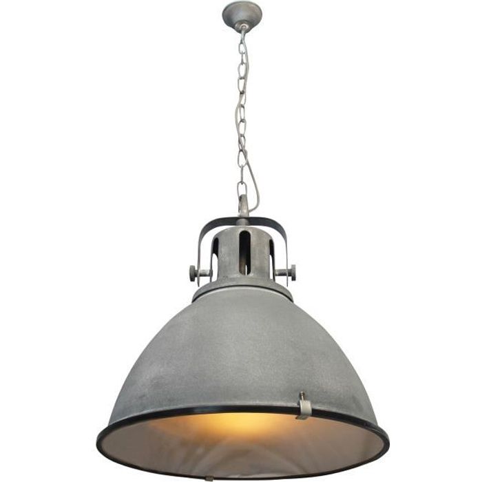 Lustre - suspension style industriel avec diffuseur en verre Jesper diamètre 47 cm E27 60 W gris ciment