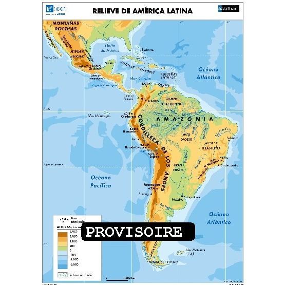 Carte Amerique Latine En Espagnol Relief Poli Cdiscount
