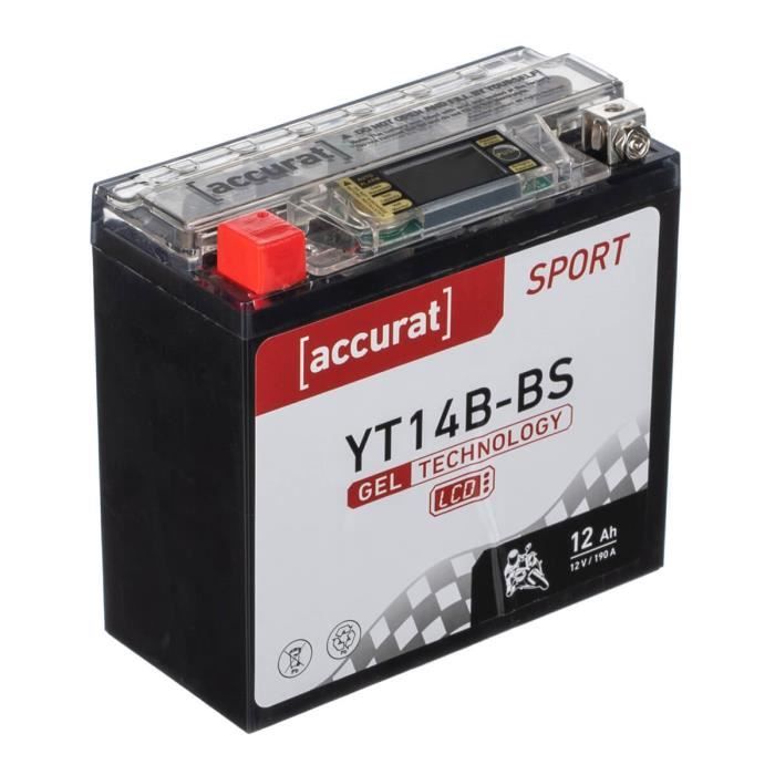 Batterie moto YT14B-BS 12Ah Gel Accurat 12V 190A 150 x 70 x 145 mm Quad