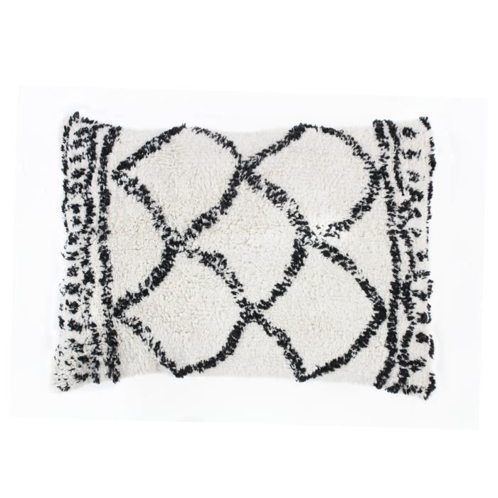 Coussin berbère Losange - 40 x 60 cm - Beige et noir
