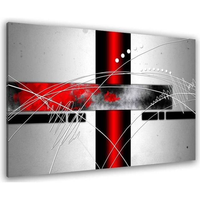 HXA DECO - Tableau Deco, Tableau Abstrait, Tableau Deco Symétrie Rouge - 80x50 cm