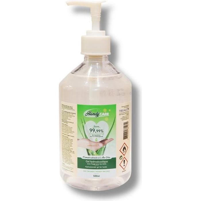 Gel hydroalcoolique avec pompe 500ml Aloe vera
