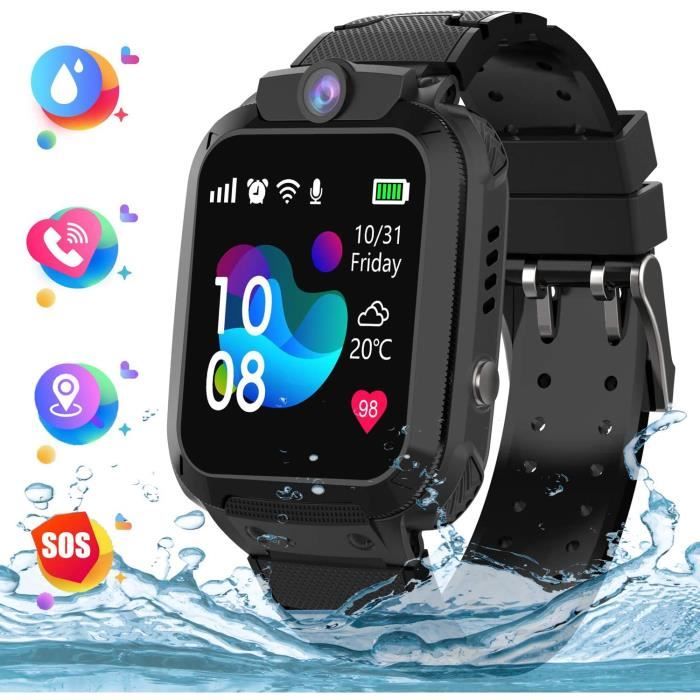 Enfants Montre Intelligente Étanche, Montre Mobile LBS Anti-Perte de Traqueur de Montre Intelligente Positionnement, Black