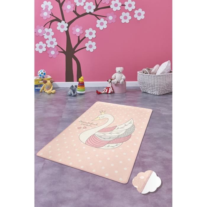 Nerge.be - Swan Pink - 100x160 cm - Tapis de jeu pour enfants Cygne Chambre à coucher Salle de jeux salon Animal 100cm X 160cm