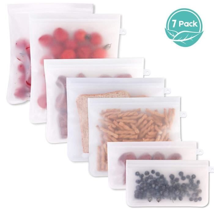 Emballage alimentaire,10 pièces réutilisable PEVA Silicone sac de stockage des aliments sac de congélateur étanche - Type 7 pcs #B