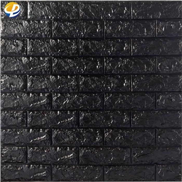 BRMSM-20 pcs 70cm*77cm 3D relief Sticker Autocollant Papier Peint brique blanc 3D Revetement Mural - Noir, 6 mm d'épaisseur