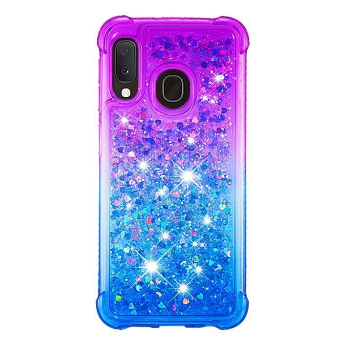 Coque Samsung Galaxy A20E, Silicone Souple Gradient Couleur Transparente Ultra-fin Pratique Antichoc, Violet Bleu