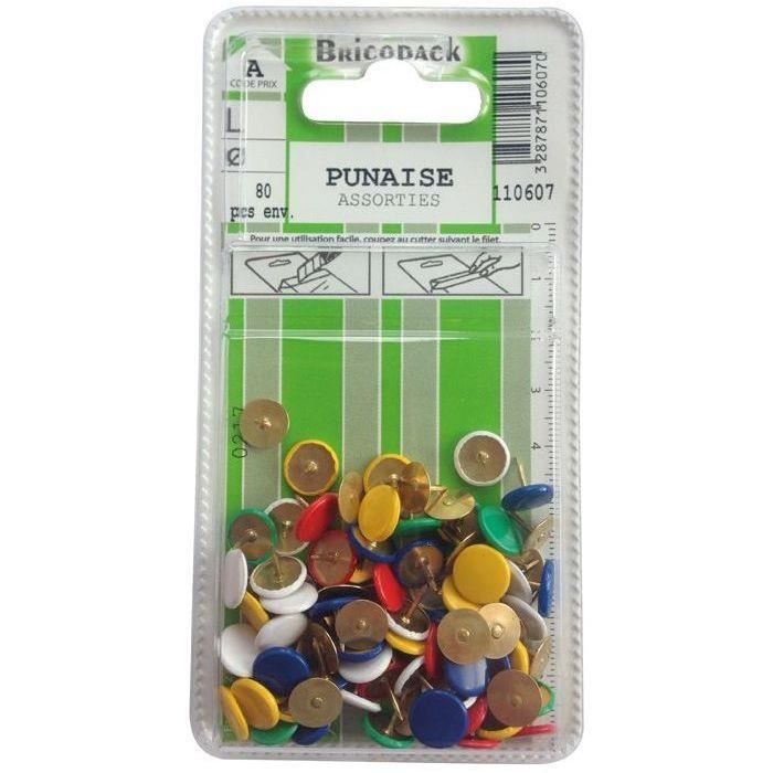 Punaises couleurs assorties 80p. bl