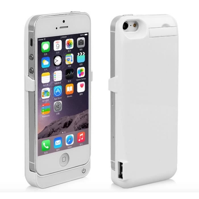 Batterie Coque iPhone 5 5S SE 4200mah Blanc ultra fin
