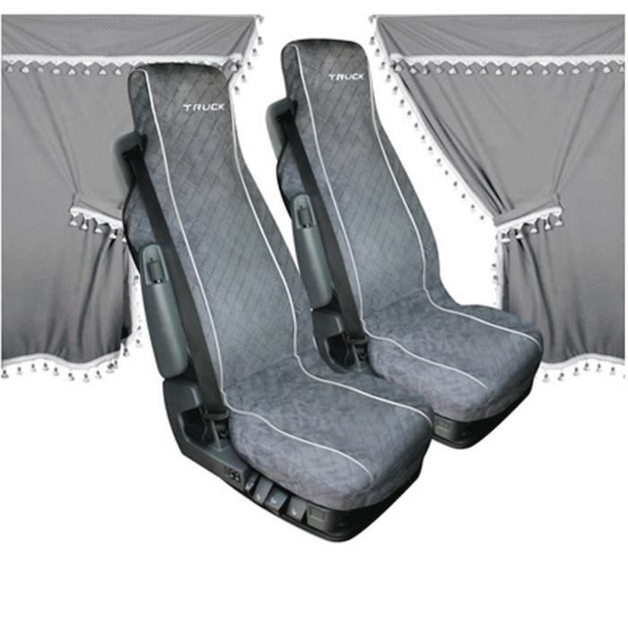 Set Intérieur de Rideau avec Housses en Microfibre Gris 11 Pièces