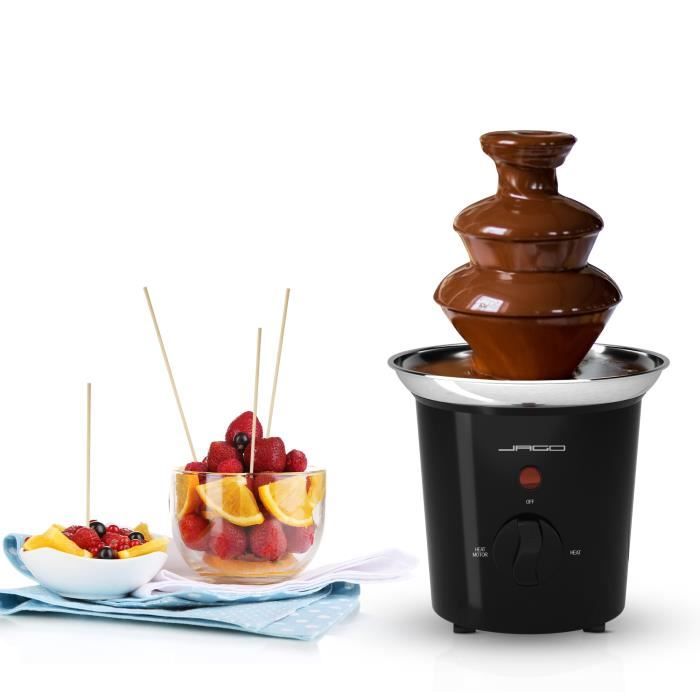 Jago® Fontaine à Chocolat - 60 W, 3 Étages, Capacité 400 g, Électrique, en Acier Inoxydable, Noir - Fondue au Chocolat, Fruits