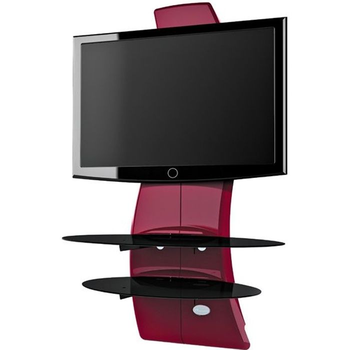 MELICONI GHOST DESIGN 2000 Mobilier mural pour TV 32 à 63- - 1 Support TV + 2 étagères -Rouge métal