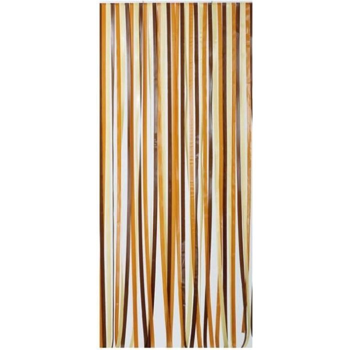 MOREL - Rideau de porte polyéthylène Antilles brun et beige 100x220 cm