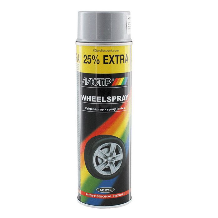 Bombe de peinture Motip Gris argent spécial jante 500ml M04007 auto pour moto scooter
