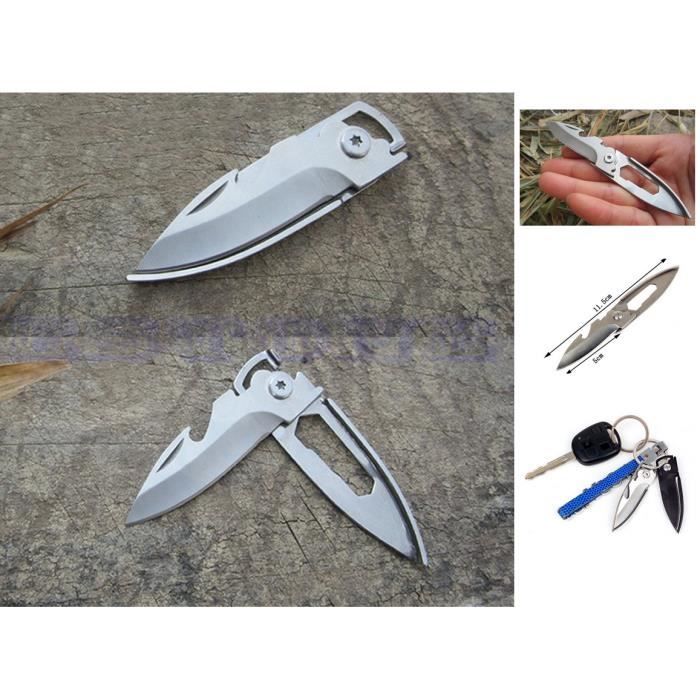 Outdoors survie multi outil pliage porte-clés ouvre-bouteille EDC couteau pliant