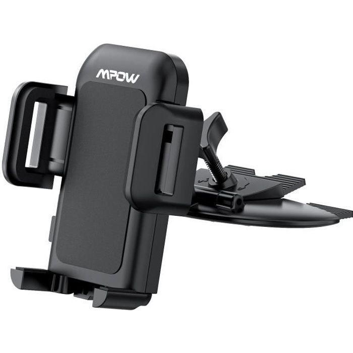Support Téléphone Voiture Mpow pour Lecteur de CD avec Rotation 360°pour iPhone 11 Pro, Galaxy, Lg, Huawei, Smartphone et GPS