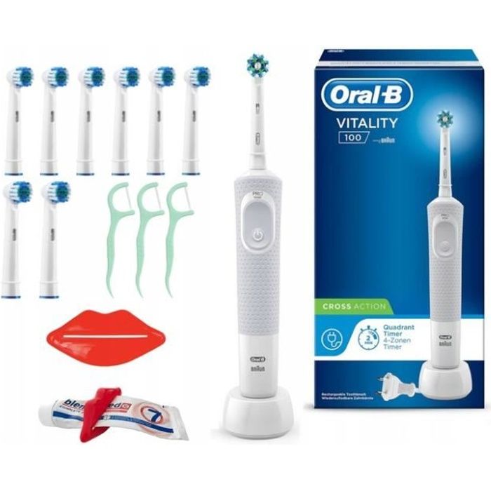 BROSSE ÉLECTRIQUE BRAUN ORAL-B WHITE VITALITY 100 + 8 POINTES