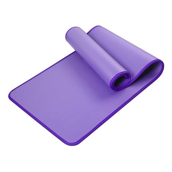 Tapis de yoga de 10 mm, bordure antidérapante, épaississement, transpiration, tapis confortable, violet