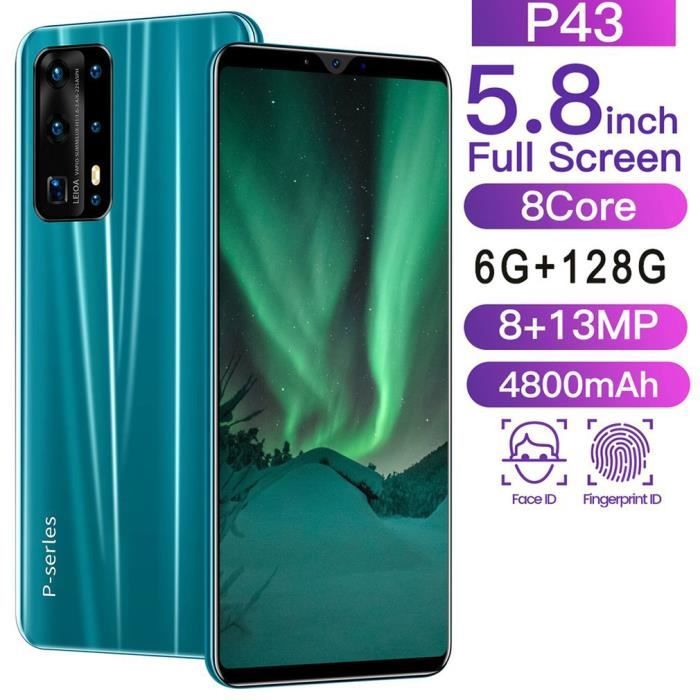 P43 pro téléphone intelligent tout-en-un système Andriod 10.0 écran 5,8 4G+512M 13MP caméra processeur 8 cœurs-Vert