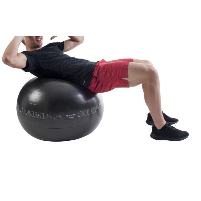 PURE2IMPROVE Ballon d'exercice - 65 cm - Fitness - Noir