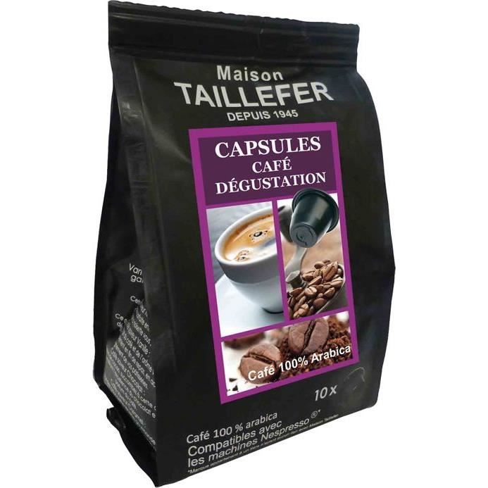 Lot de 10 sachets de 10 capsules Café Dégustation MAISON TAILLEFER