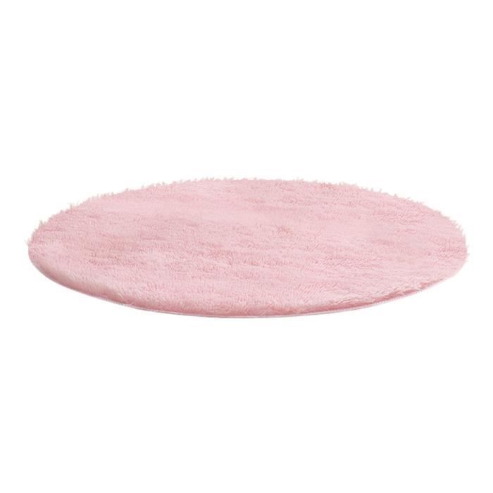 Rond Tapis de Salon Chambre Shaggy Yoga Moquette, Rose, 100*100 cm