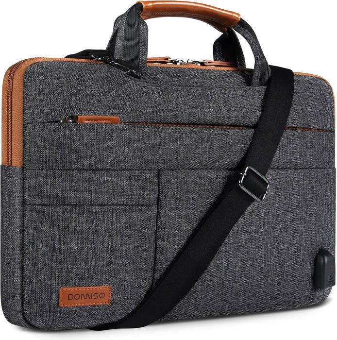 DOMISO 14 Pouces Imperméable Housse Sac de Protection Ordinateur Portable Sacoche pour 14 HP/Dell/Asus, 15 Pouces MacBook Pro/14 Notebooks,Brun
