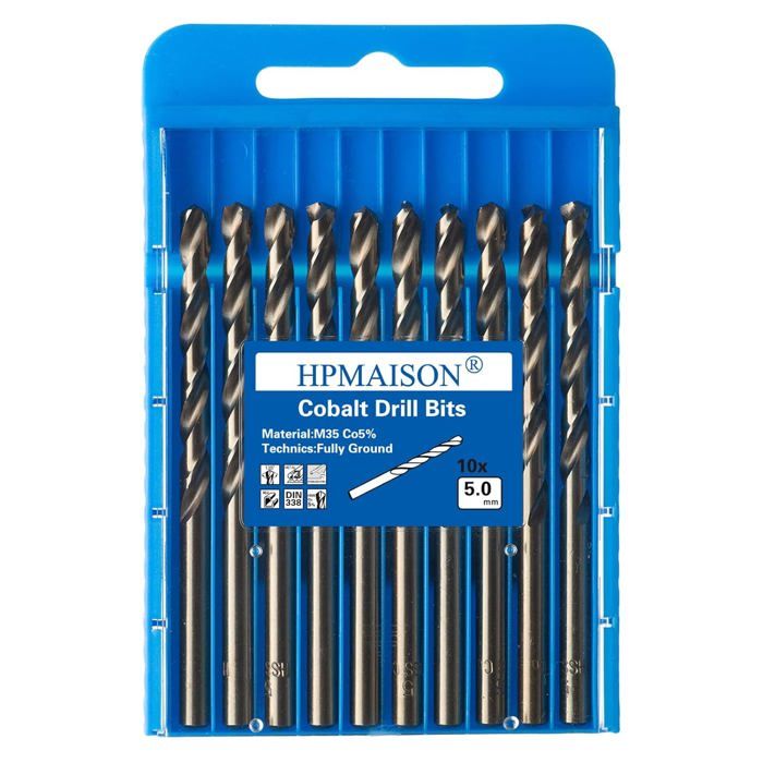 Lot de 10 forets hélicoïdaux dorés en acier rapide M35 et cobalt Pour percer l