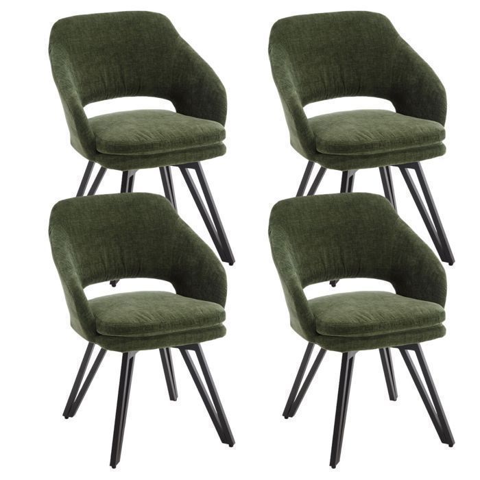 Wahson Chaise de Salle à Manger Lot de 4 Chaise Salle à Manger Moderne Chaise de Salon Pivotante pour Cuisine Chenille Vert